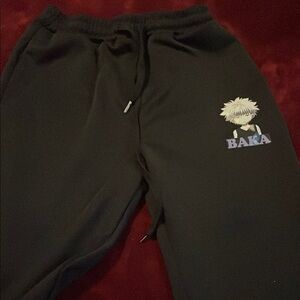 Kids Black Joggers with Graphic Print